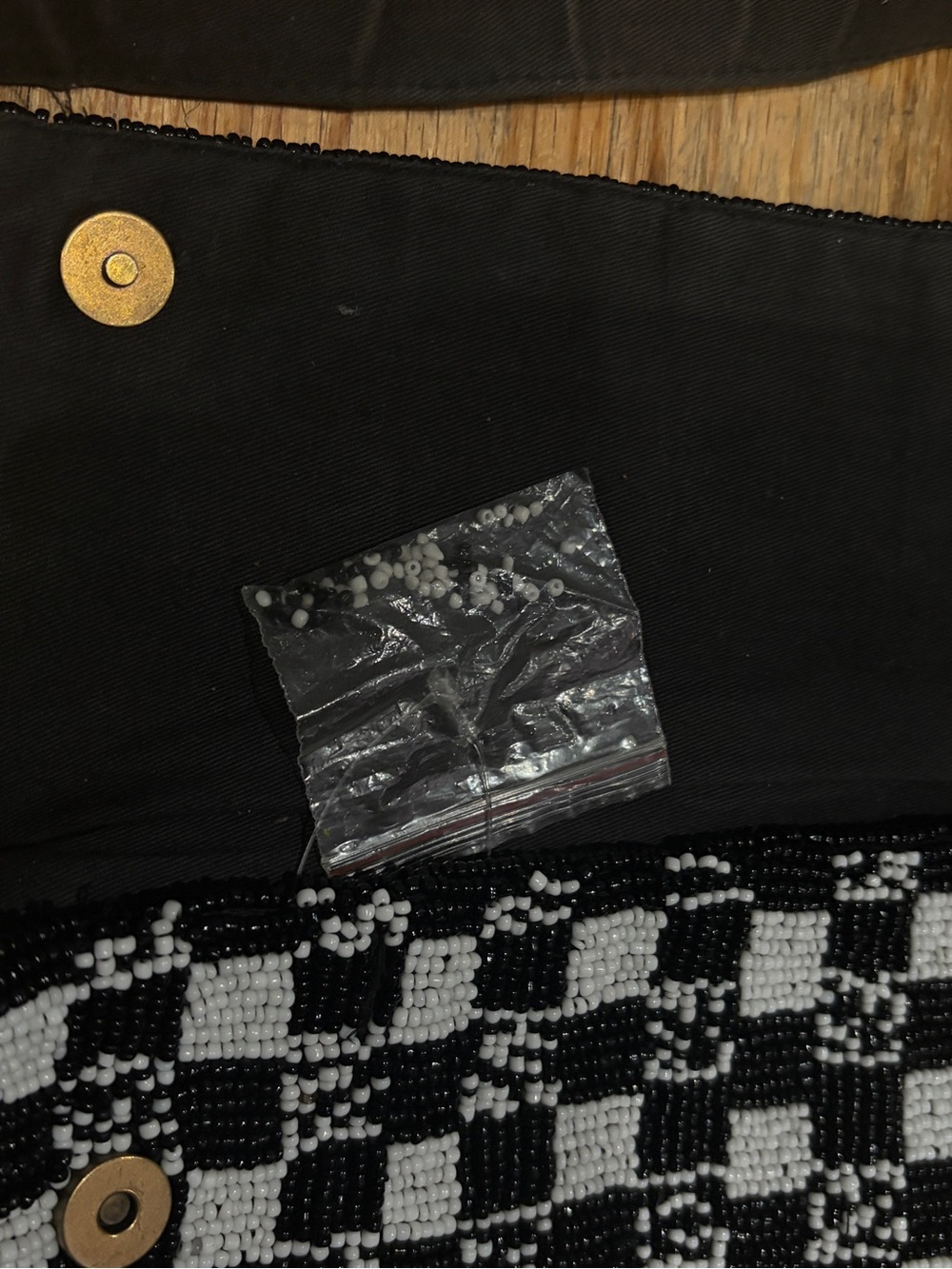 ANTHROPOLOGIE Black & White Beaded Shoulder Bag - Picture 12 of 12